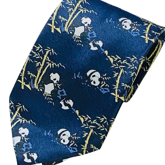 Giorgio Armani Cravatte Silk Tie 🐼 Bamboo Panda Novelty Necktie - Picture 1 of 5